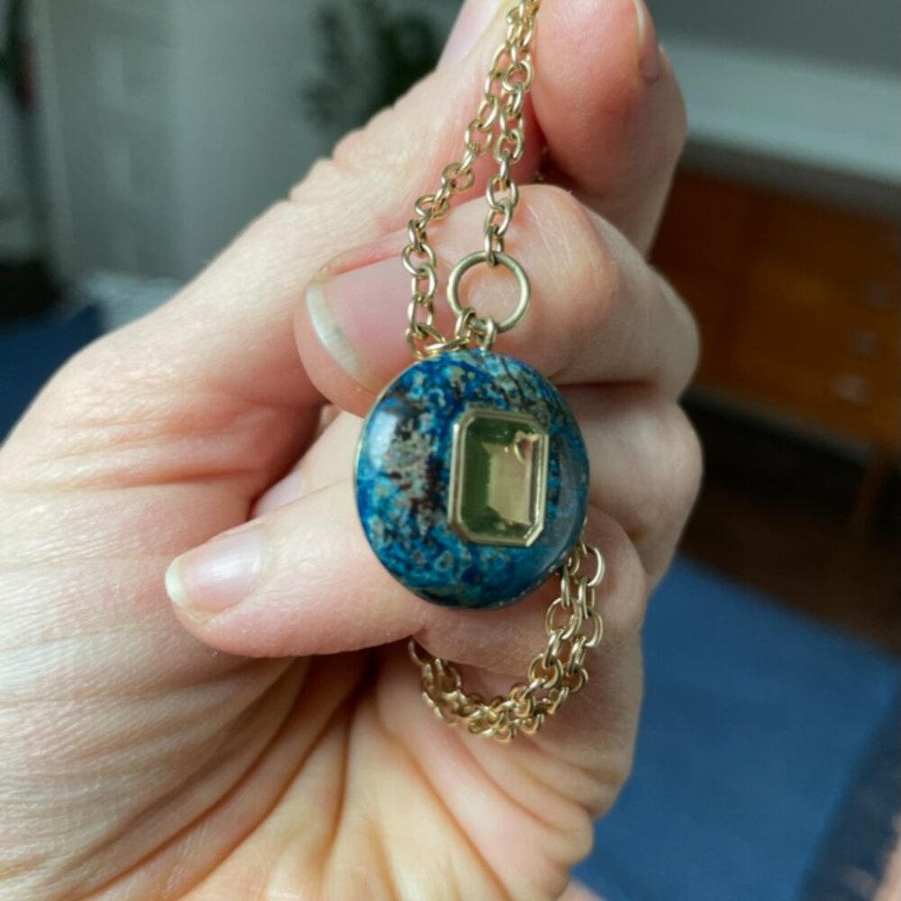 Retrouvai chysocolla/green tourmaline lollipop necklace - Picture 2 of 5